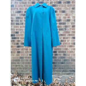 Pendleton 100% Virgin Wool Teal Trench Coat Blue Green Vintage Women's size 12